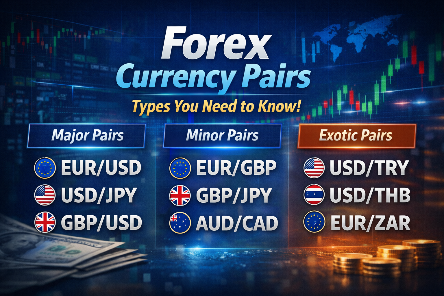 คู่สกุลเงิน Forex มีกี่ประเภท? เลือกผิด ระวังพอร์ตแตกไม่รู้ตัว!