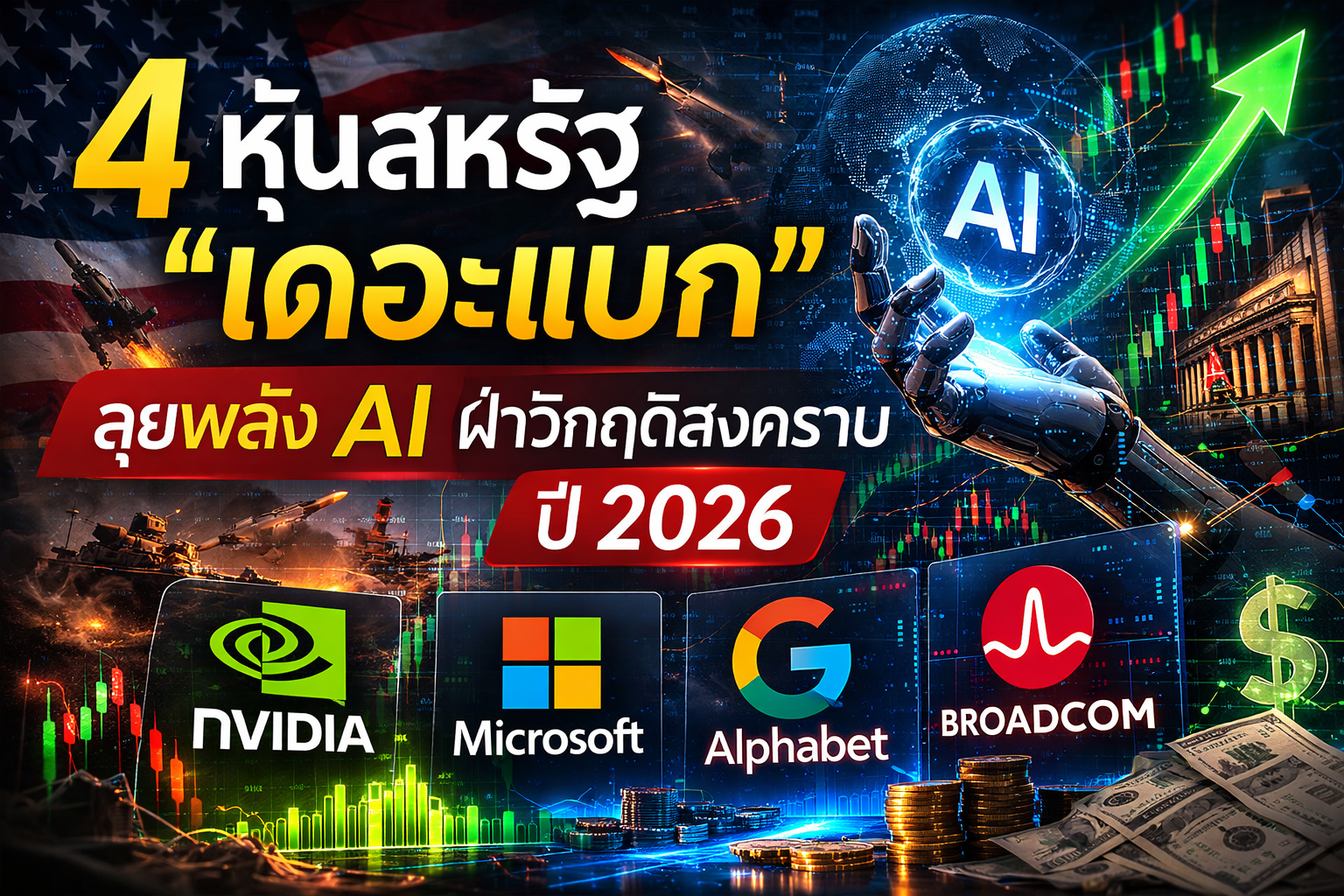 4 หุ้นสหรัฐ "เดอะแบก" ลุยพลัง AI ฝ่าวิกฤติสงครามปี 2026