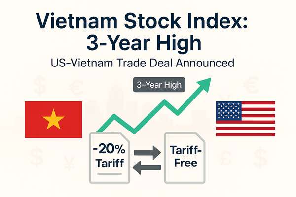 El índice bursátil de Vietnam se acerca a 1.400 tras las noticias sobre los aranceles de EE. UU.