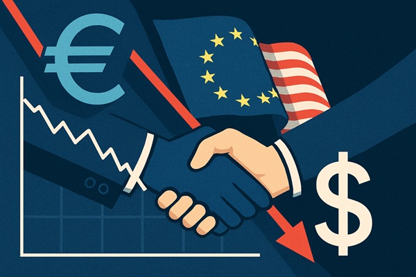 انخفاض حاد في سعر صرف اليورو مقابل الدولار الأمريكي مع تزايد قلق الأسواق بشأن اتفاقية التجارة بين الولايات المتحدة والاتحاد الأوروبي