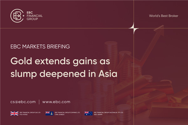 Gold extends gains as slump deepened in Asia