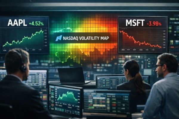 خريطة تقلبات ناسداك لأسهم أبل ومايكروسوفت