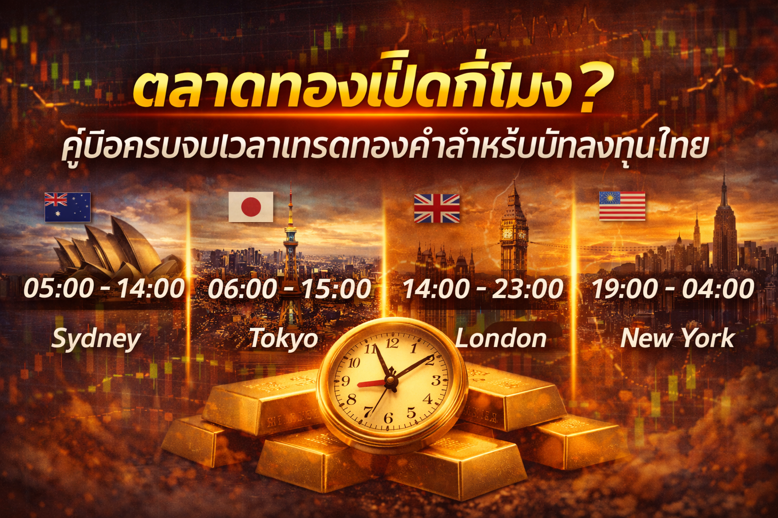 ตลาดทองเปิดกี่โมง? คู่มือครบจบเวลาเทรดทองคำสำหรับนักลงทุนไทย