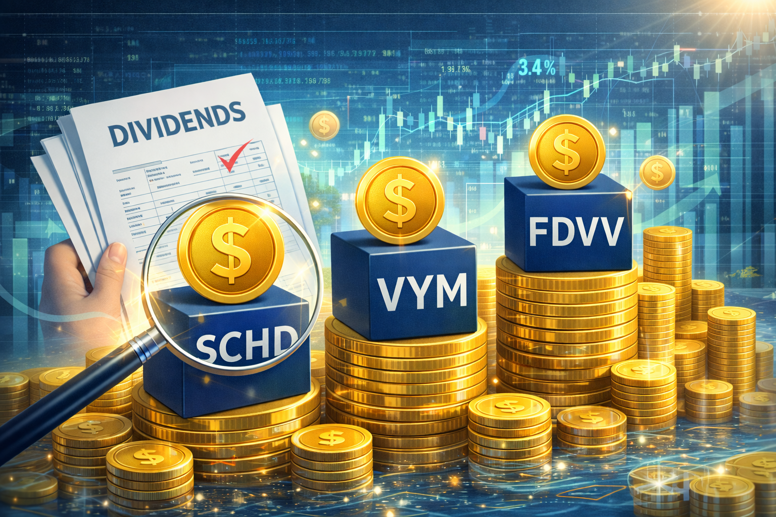 เปิดสูตรลับ Passive Income! เลือก ETF ปันผลตัวไหนดี? เจาะลึก SCHD vs VYM vs FDVV ฉบับมือโปร