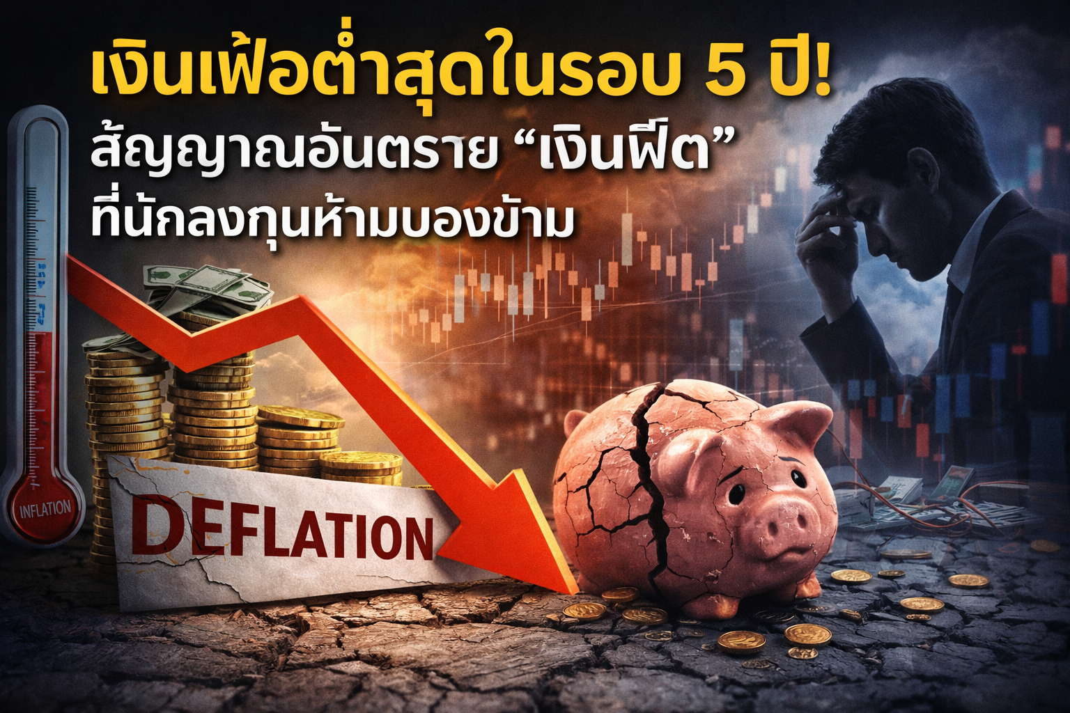 เงินเฟ้อต่ำสุดในรอบ 5 ปี! สัญญาณอันตราย "เงินฝืด" ที่นักลงทุนห้ามมองข้าม