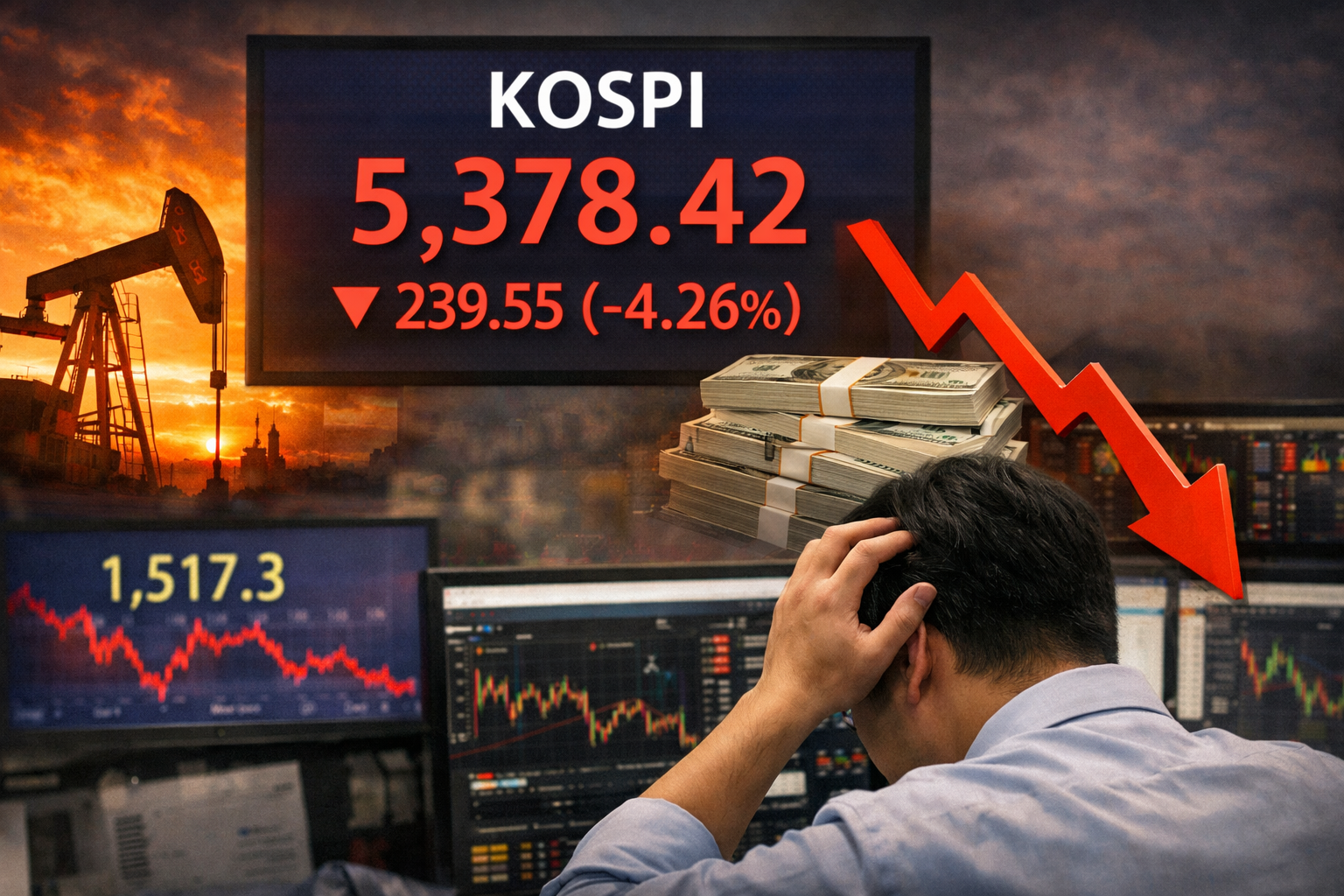 코스피, 악재 겹치며 급락 출발…중동 리스크·유가 급등·외국인 이탈 부담